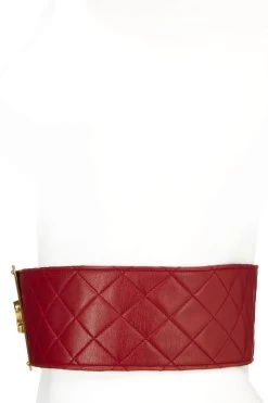 Chanel Red Quilted Leather 'CC' Buckle Belt 70 -Fashion clothing Q6A4J31LRB000 3