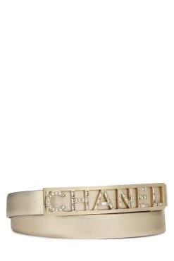 Chanel Gold Leather Logo Belt