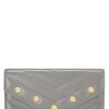 Chanel Grey Lambskin Chevron Stud Wallet