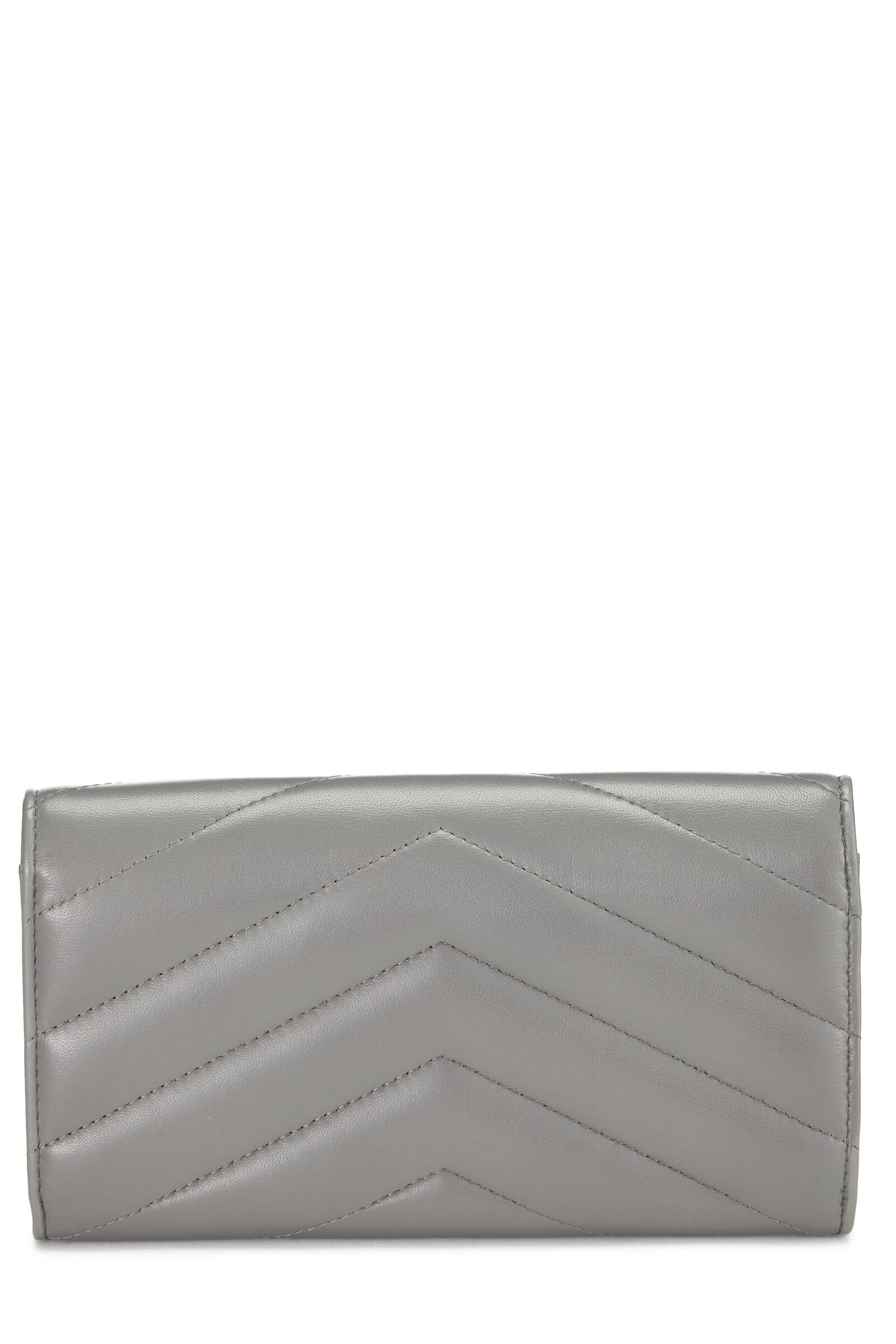 Chanel Grey Lambskin Chevron Stud Wallet 3 Chanel Grey Lambskin Chevron Stud Wallet - Image 3