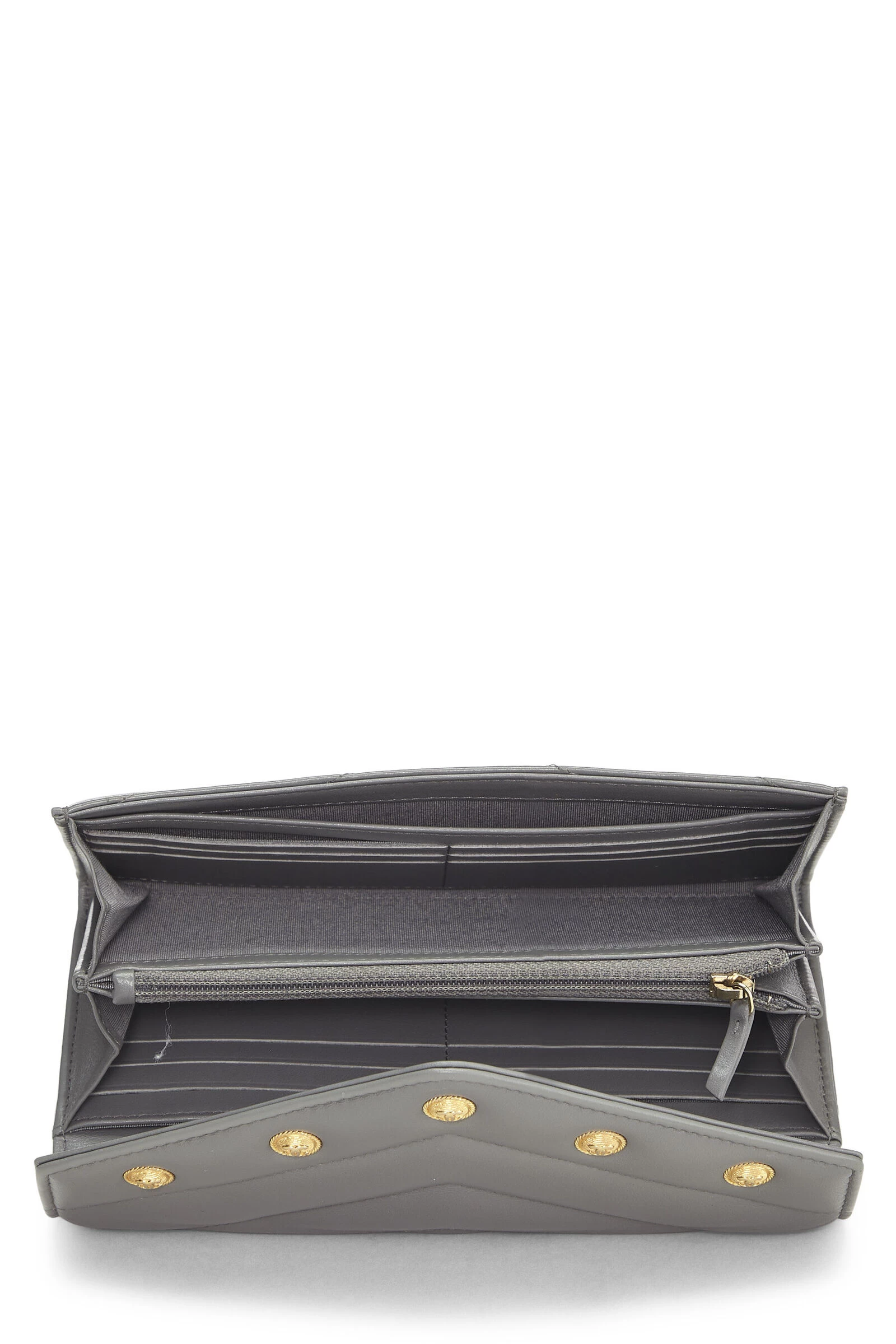 Chanel Grey Lambskin Chevron Stud Wallet 4 Chanel Grey Lambskin Chevron Stud Wallet - Image 4