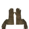 Chanel Green Suede Fringe Gloves