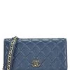 Chanel Blue Quilted Lambskin Infinity Wallet On Chain (WOC)