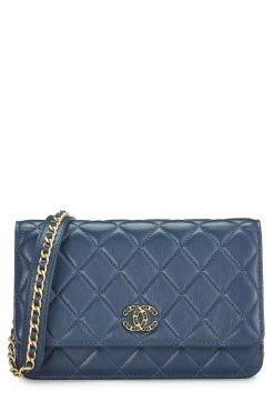 Chanel Blue Quilted Lambskin Infinity Wallet On Chain (WOC)