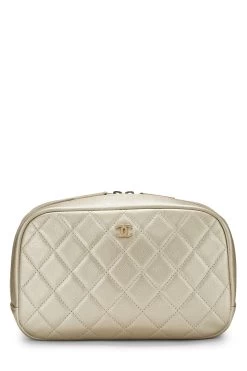 Chanel Gold Quilted Timeless Classic Pouch