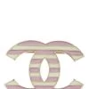 Chanel Pink & White Enamel 'CC' Pin