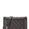 Chanel Brown Quilted Caviar Boy Wallet On Chain (WOC)