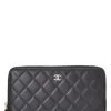 Chanel Black Lambskin Zip Around Wallet