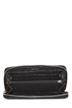 Chanel Metallic Silver & Black Quilted Fabric Zip-Around Wallet -Fashion clothing Q6ADVD4NVH001 4