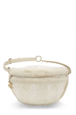 Chanel Ivory Tweed & Shearling Belt Bag