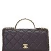 Chanel Brown Lambskin Top Handle Bag Small