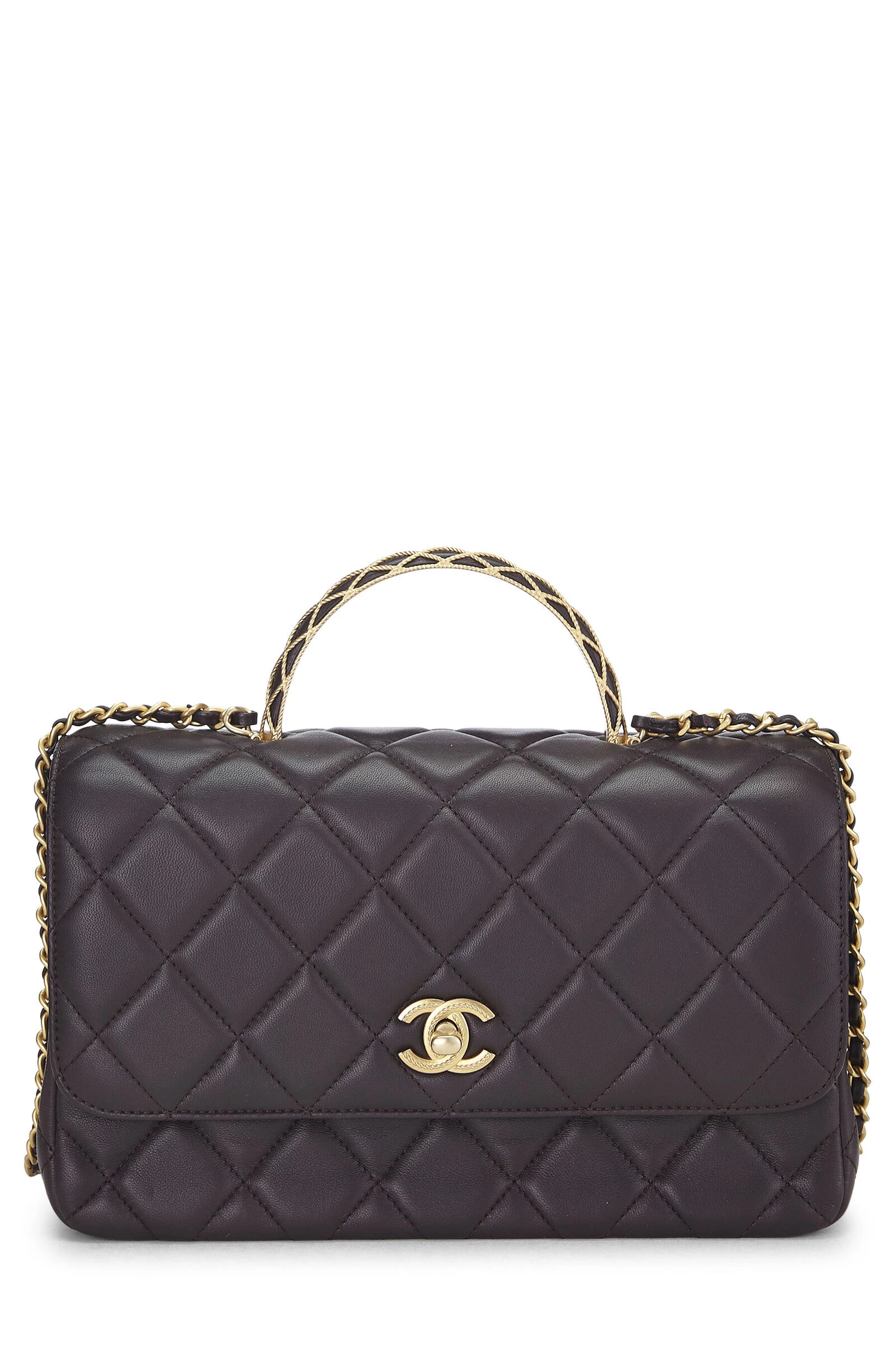 Chanel Brown Lambskin Top Handle Bag Small 1 Chanel Brown Lambskin Top Handle Bag Small