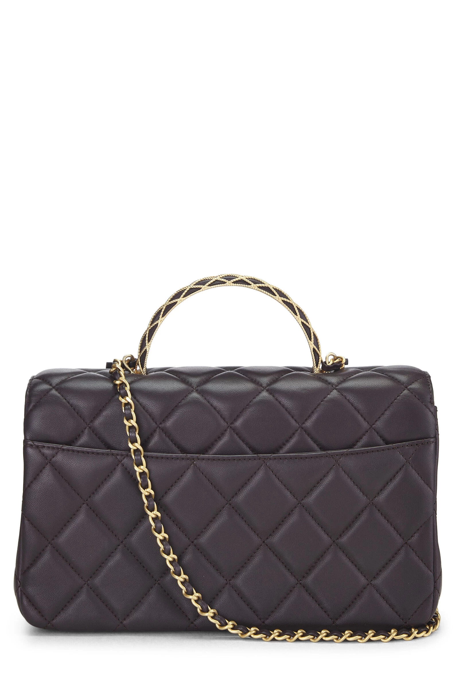 Chanel Brown Lambskin Top Handle Bag Small 4 Chanel Brown Lambskin Top Handle Bag Small - Image 4