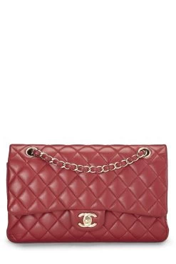 Chanel Red Quilted Lambskin Classic Double Flap Medium