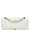 Chanel White Quilted Lambskin Classic Double Flap Medium