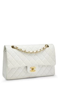 Chanel White Quilted Lambskin Classic Double Flap Medium -Fashion clothing Q6B0101IW0039 2
