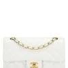 Chanel White Quilted Lambskin Classic Double Flap Small
