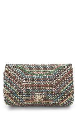 Chanel Multicolor Chevron Tweed Classic Double Flap Medium
