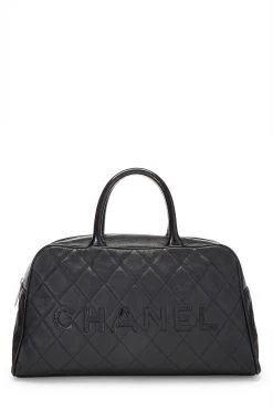 Chanel Black Quilted Caviar Bowler Medium