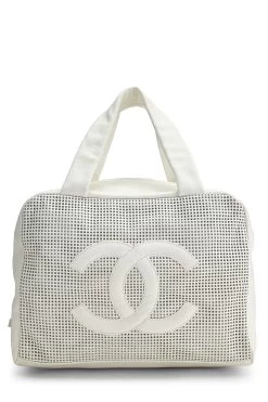 Chanel White Perforated Leather Bowler Small