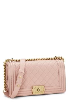 Chanel Pink Quilted Caviar Boy Bag Medium -Fashion clothing Q6B01A0FP7001 2