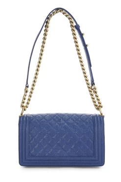Chanel Blue Quilted Caviar Boy Bag Medium -Fashion clothing Q6B01A1IB7007 4