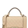 Chanel Beige Quilted Lambskin Top Handle Boy Bag Small