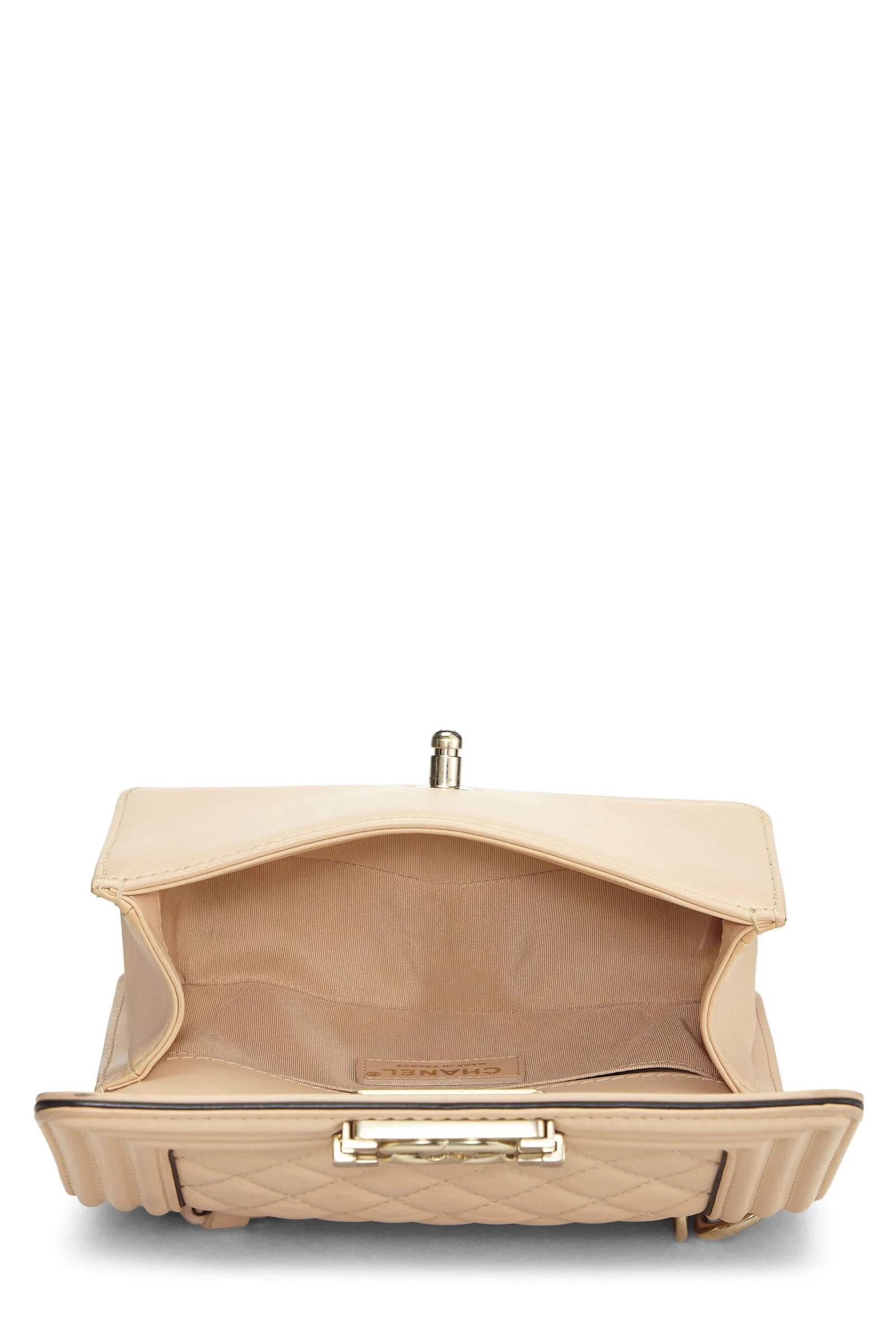 Chanel Beige Quilted Lambskin Top Handle Boy Bag Small 6 Chanel Beige Quilted Lambskin Top Handle Boy Bag Small - Image 6