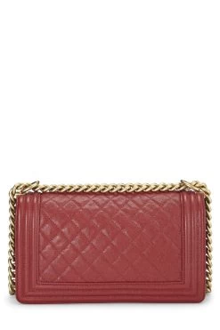 Chanel Red Quilted Caviar Boy Bag Medium 9 Chanel Red Quilted Caviar Boy Bag Medium -Fashion clothing Q6B01A3PR7011 4