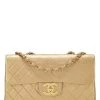 Chanel Gold Quilted Lambskin Half Flap Jumbo