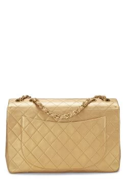 Chanel Gold Quilted Lambskin Half Flap Jumbo -Fashion clothing Q6B0271ID4000 4