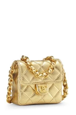 Chanel Metallic Gold Quilted Lambskin Half Flap Micro -Fashion clothing Q6B0271ID8019 2
