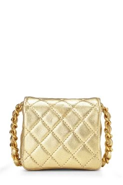 Chanel Metallic Gold Quilted Lambskin Half Flap Micro -Fashion clothing Q6B0271ID8019 4