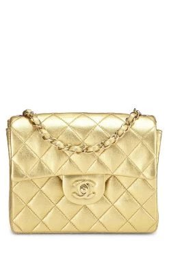 Chanel Gold Quilted Lambskin Square Flap Bag