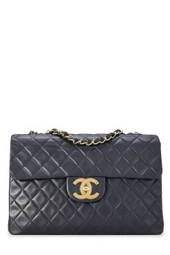 Chanel Black Quilted Lambskin Half Flap Maxi