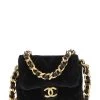 Chanel Black Quilted Velvet Half Flap Micro