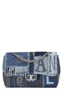 Chanel Blue Patchwork Half Flap Jumbo