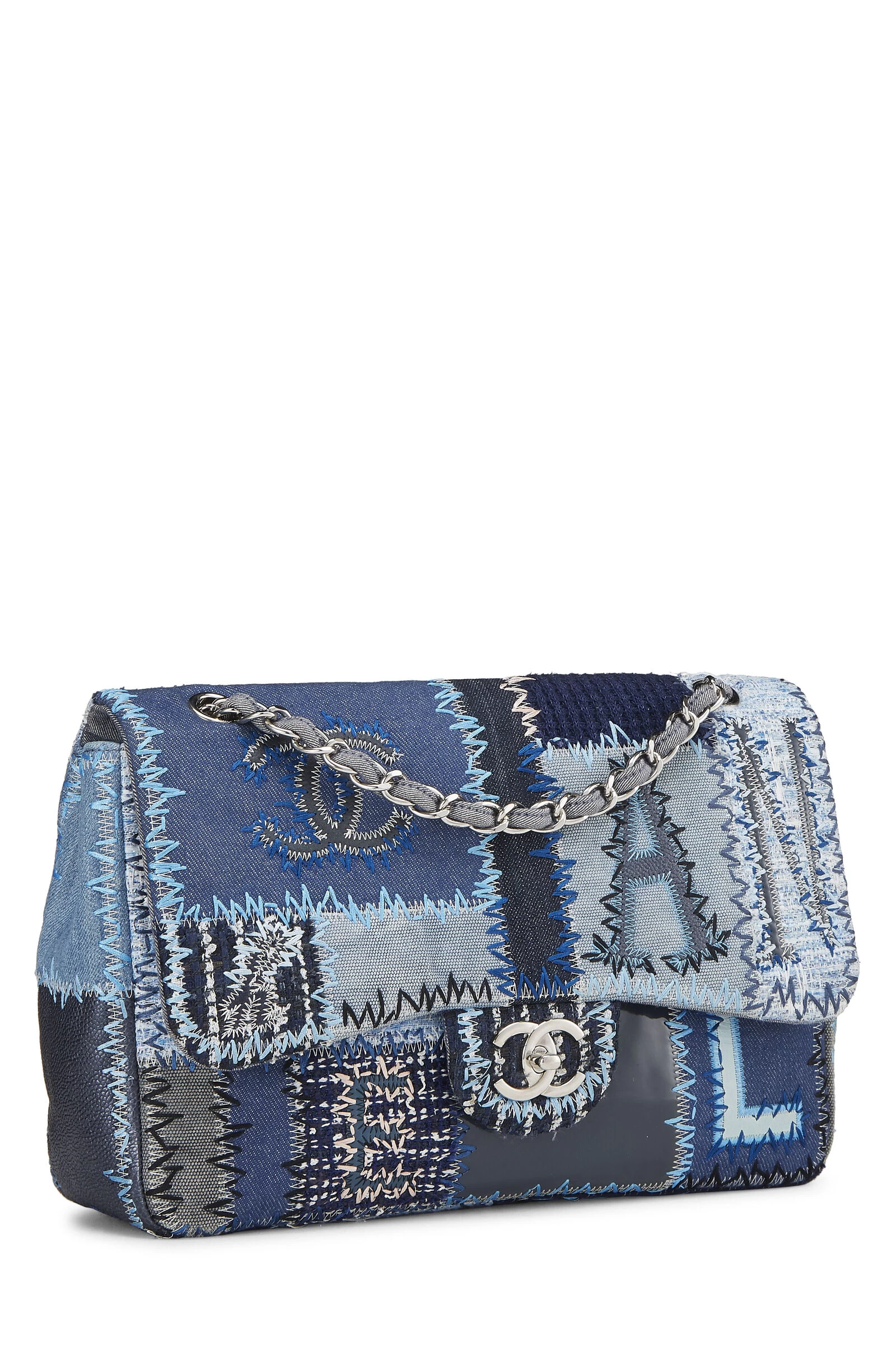 Chanel Blue Patchwork Half Flap Jumbo 2 Chanel Blue Patchwork Half Flap Jumbo - Image 2