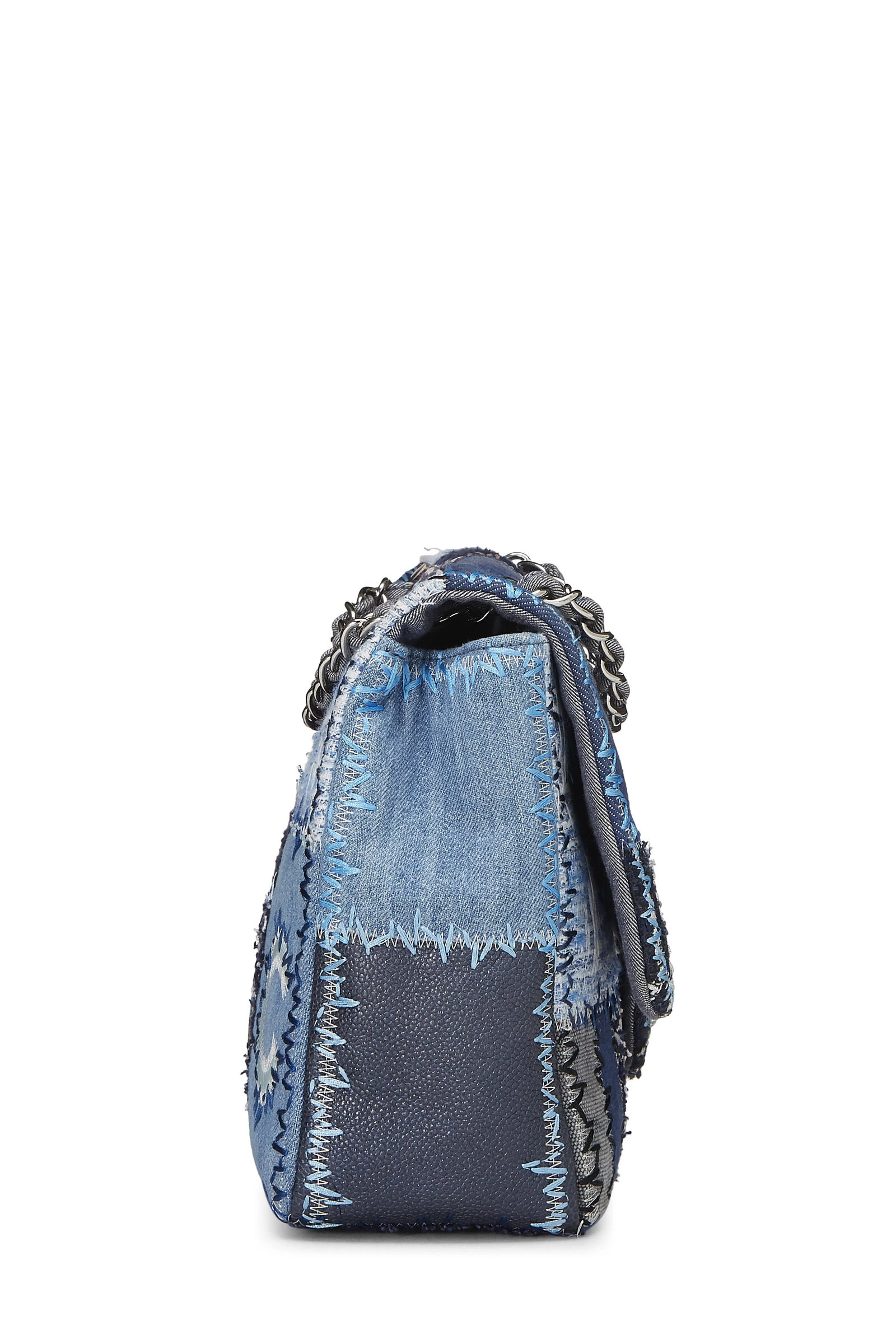 Chanel Blue Patchwork Half Flap Jumbo 3 Chanel Blue Patchwork Half Flap Jumbo - Image 3