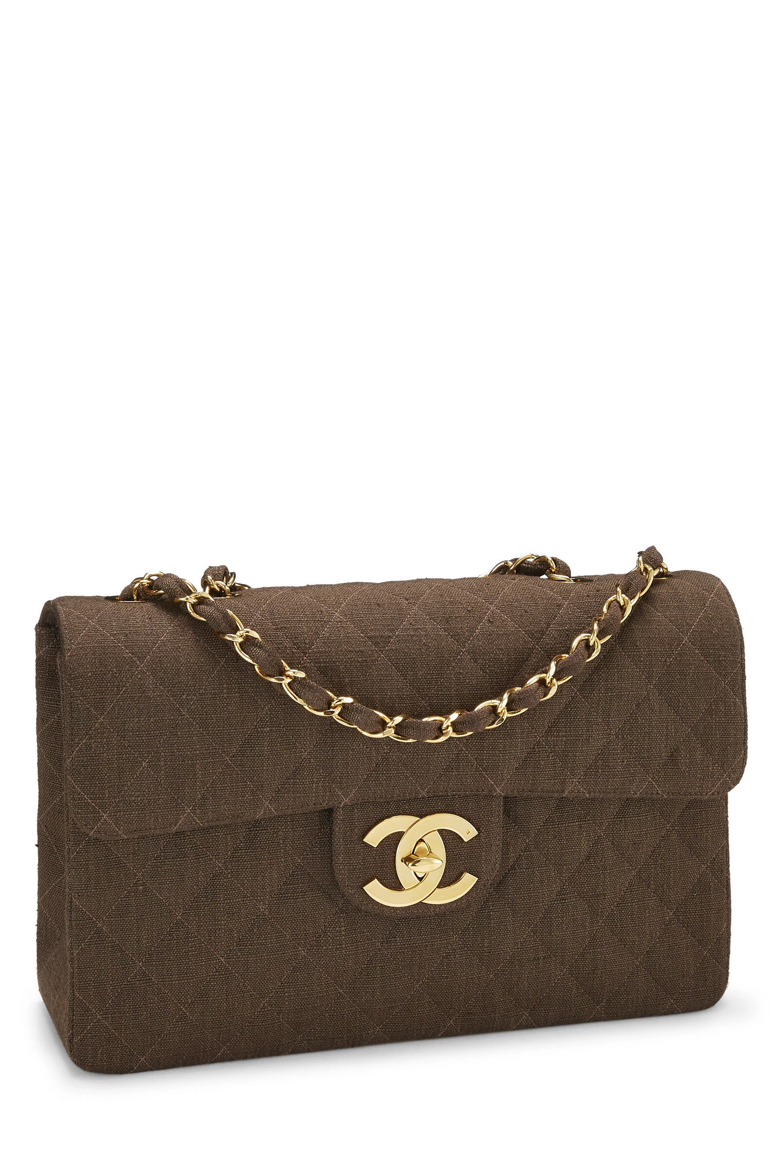 Chanel Brown Linen Half Flap Maxi 2 Chanel Brown Linen Half Flap Maxi - Image 2