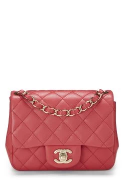 Chanel Pink Quilted Lambskin Classic Square Flap Mini