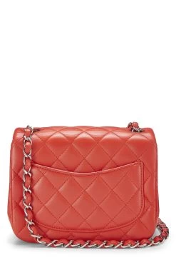 Chanel Red Quilted Lambskin Classic Square Flap Mini -Fashion clothing Q6B0281IR9011 4