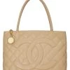 Chanel Beige Quilted Caviar Medallion Tote