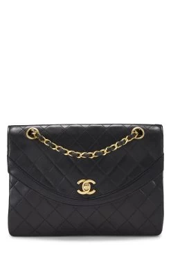 Chanel Black Quilted Lambskin Round Flap Medium