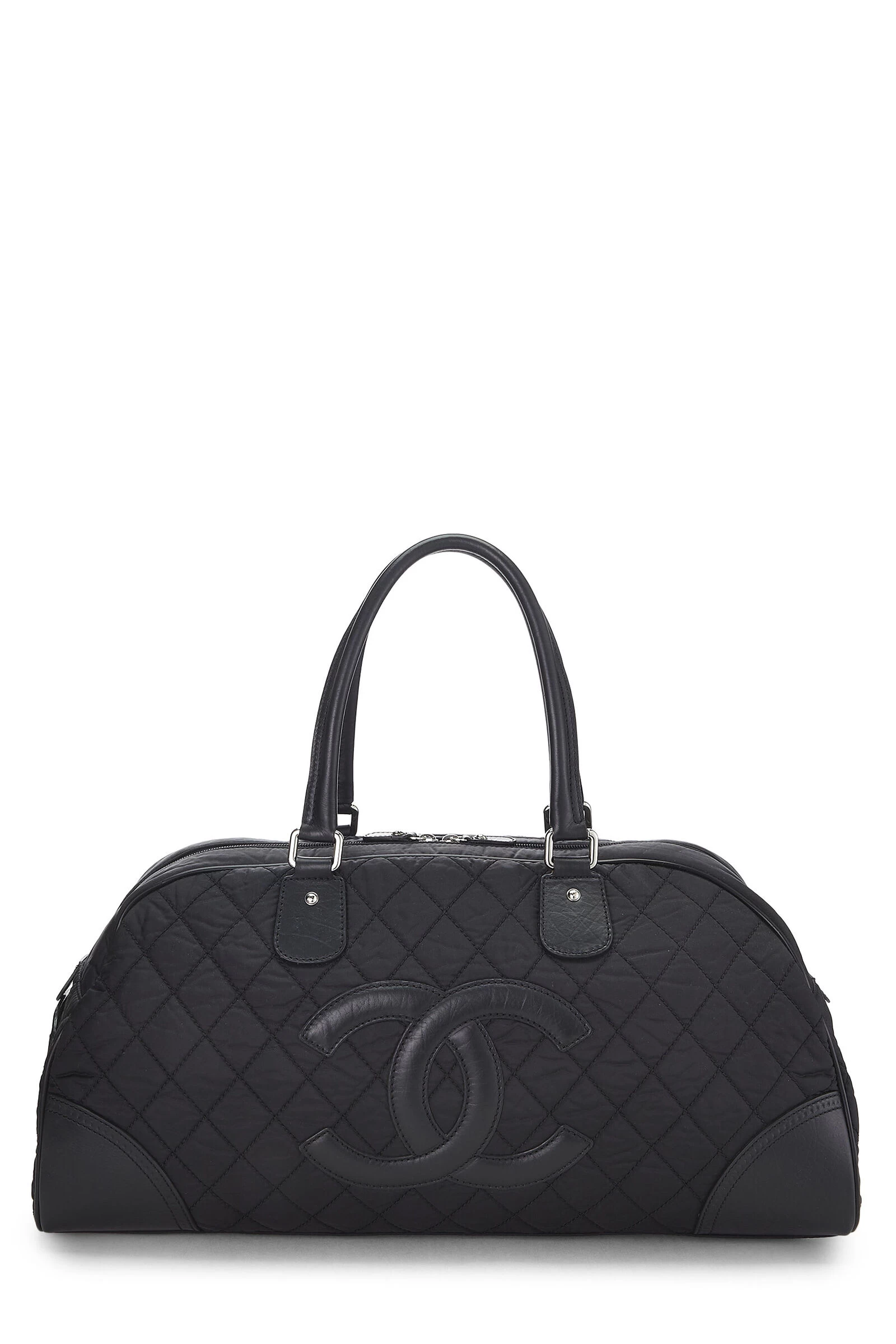 Chanel Black Quilted Nylon Boston Bag Large 1 Chanel Black Quilted Nylon Boston Bag Large