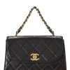 Chanel Black Quilted Lambskin Handbag Medium