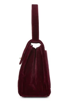 Chanel Burgundy Quilted Velvet Envelope Flap Top Handle Bag Mini -Fashion clothing Q6B04W3919002 3
