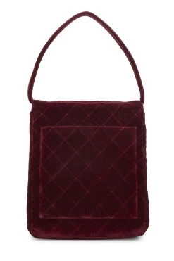 Chanel Burgundy Quilted Velvet Envelope Flap Top Handle Bag Mini -Fashion clothing Q6B04W3919002 4