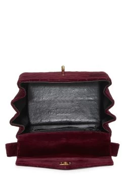 Chanel Burgundy Quilted Velvet Envelope Flap Top Handle Bag Mini -Fashion clothing Q6B04W3919002 6