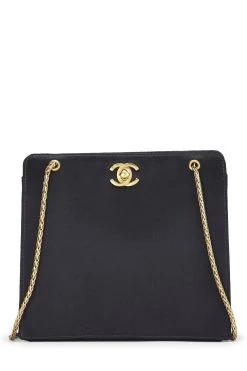 Chanel Black Satin 'CC' Shoulder Bag Mini